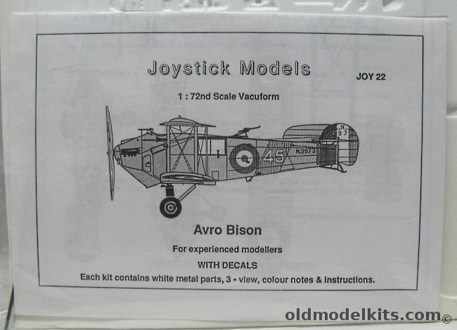 Joystick 1/72 Avro Bison - Bagged, Joy 22 plastic model kit